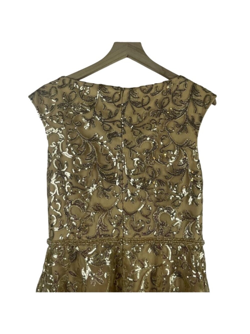 Mac Duggal Gold Sequin Embellished Fit & Flare Dress Size 10 - Picture 7 of 9